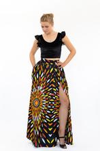 Afrikaanse print maxi rok - Zwart / gele sunburst, Kleding | Dames, Rokken, Nieuw, Ophalen of Verzenden