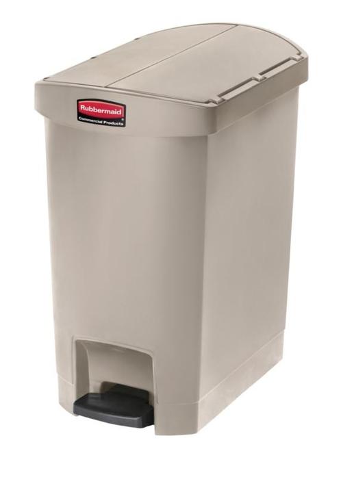 Afvalbak Slim Jim Step on End step kunststof 30ltr Beige, Huis en Inrichting, Woonaccessoires | Prullenbakken, Verzenden