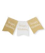 Banner Happy Birthday Goud Wit 6m, Verzenden, Nieuw