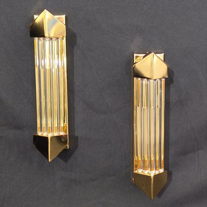 KOLARZ - Wandkandelaar (2) - Messing, Kristal - Art Deco, Antiek en Kunst, Antiek | Lampen