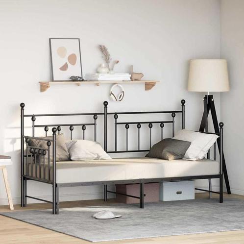 vidaXL Bedframe voor een daybed met hoofdeinde Zwart 75 x, Huis en Inrichting, Slaapkamer | Bedden, Zwart, Nieuw, Metaal, Verzenden