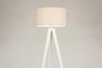Rietveld Vloerlampen - Wit, Beige, Zand - Stof, Metaal, Huis en Inrichting, Lampen | Vloerlampen, Verzenden, Nieuw