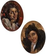 XIX secolo - Ritratti femminili, Antiek en Kunst, Kunst | Schilderijen | Klassiek