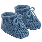 Babyslofjes Staalblauw - Gebreid met vetertje NIEUW, Kinderen en Baby's, Babykleding | Schoentjes en Sokjes, Ophalen of Verzenden