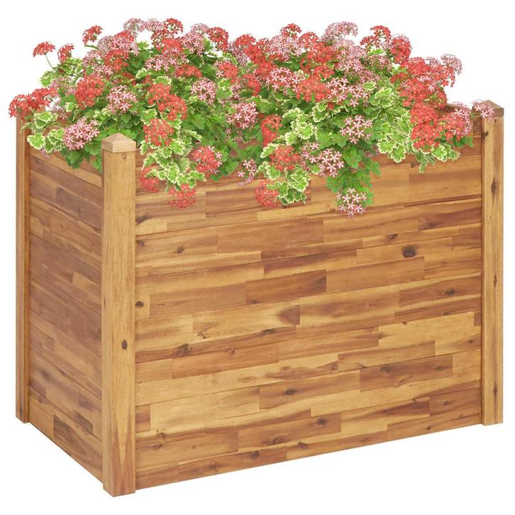 vidaXL Plantenbak verhoogd 110x60x84 cm massief acaciahout, Tuin en Terras, Bloembakken en Plantenbakken, 100 cm of meer, Nieuw