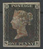Groot-Brittannië 1840 - Zwart Penny postzegel, letters Q-B, Gestempeld