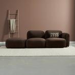 *WOONWINKEL* 3-zits Bank Met Hocker Links Donkerbruin Velvet, Verzenden, Nieuw