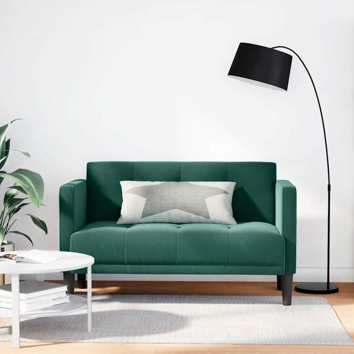 vidaXL Loveseat bank donkergroen 111 cm fluweel, Huis en Inrichting, Banken | Bankstellen, Nieuw, Stof, Verzenden