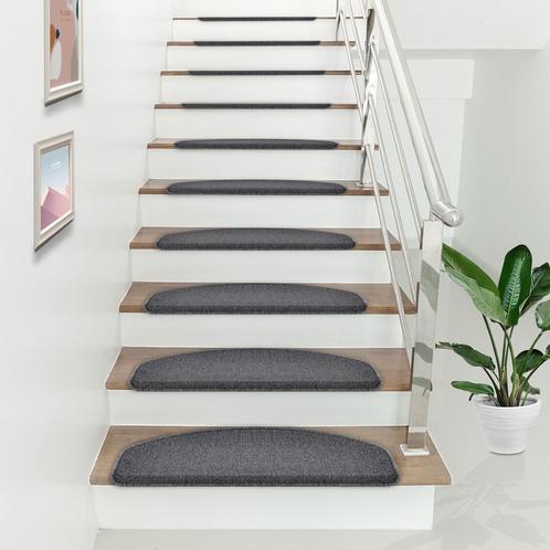 Trapmat set afgerond zelfklevend 15 stuks donkergrijs, Huis en Inrichting, Stoffering | Vloerbedekking, Verzenden