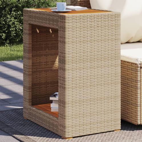 vidaXL Tuinbijzettafel met houten blad 60x40x75 cm poly, Tuin en Terras, Tuintafels, Nieuw, Verzenden