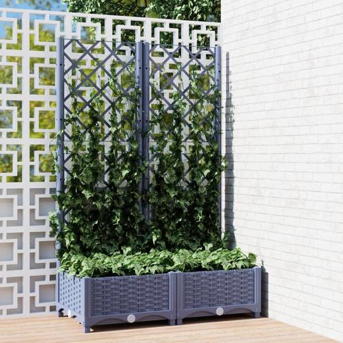 vidaXL Plantenbak met latwerk 80x40x121,5 cm polypropeen, Tuin en Terras, Bloembakken en Plantenbakken, 60 tot 100 cm, Nieuw, Kunststof