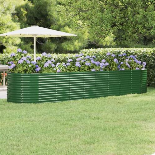 vidaXL Plantenbak 396x100x68 cm gepoedercoat staal groen, Tuin en Terras, Bloempotten, Nieuw, Verzenden