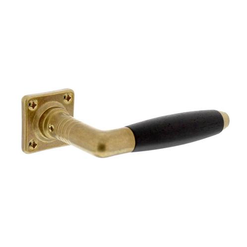 Deurklink Ton 400 met rozet messing getrommeld/ebbenhout, Doe-het-zelf en Verbouw, Hang- en Sluitwerk, Klink of Kruk, Nieuw, Koper of Messing