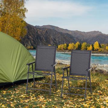 Campingstoel -  - Met armleuning - Opvouwbaar - Zwart beschikbaar voor biedingen