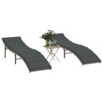 vidaXL Ligbedden 2 st met tafel poly rattan lichtgrijs, Verzenden, Nieuw