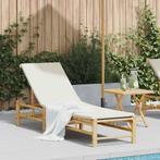 vidaXL Ligstoel met kussens 55x199x30 cm bamboe, Verzenden, Nieuw