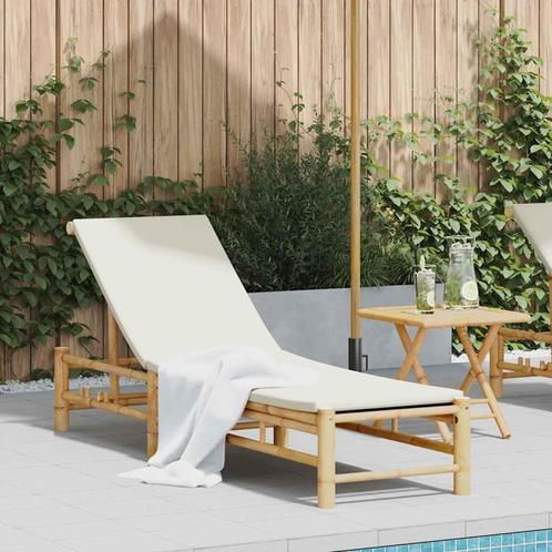 vidaXL Ligstoel met kussens 55x199x30 cm bamboe, Tuin en Terras, Ligbedden, Nieuw, Verzenden