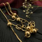 Gouden lange ketting met bolletjes | 90 cm (schakel ketting), Ophalen of Verzenden, Gebruikt, Overige kleuren, Goud