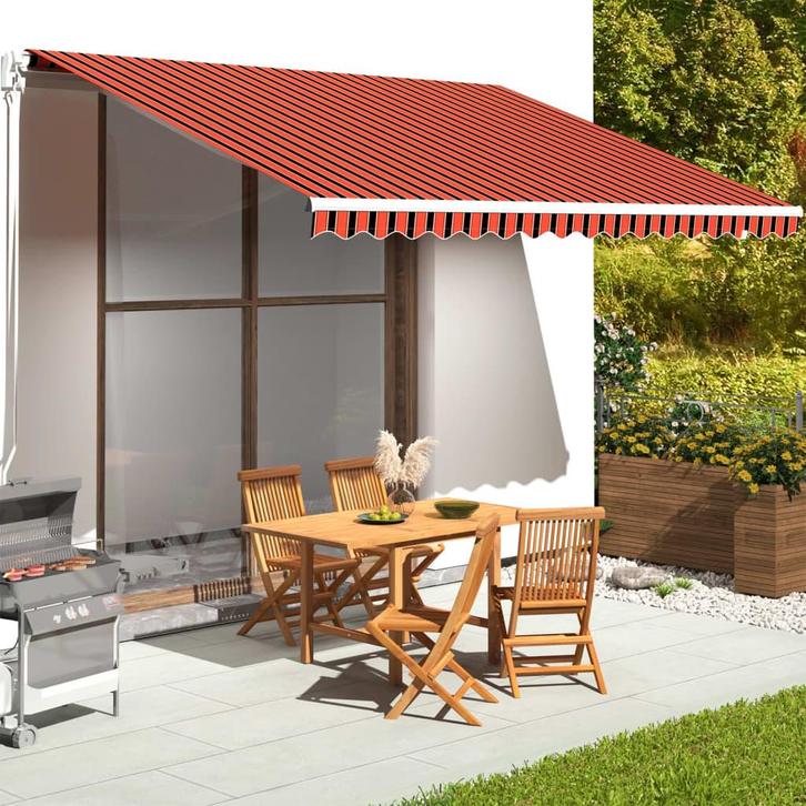 vidaXL Vervangingsdoek voor luifel 4,5x3,5 m oranje en bruin, Tuin en Terras, Zonneschermen, Nieuw, Verzenden