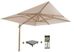 Hacienda zweefparasol 300x400 cm houtlook zand 4 Seasons, Tuin en Terras, Parasols, Ophalen of Verzenden, Nieuw