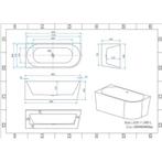 Vrijstaand Hoekbad Aquasplash Aloni Links 180x80 Wit, Ophalen of Verzenden, Nieuw