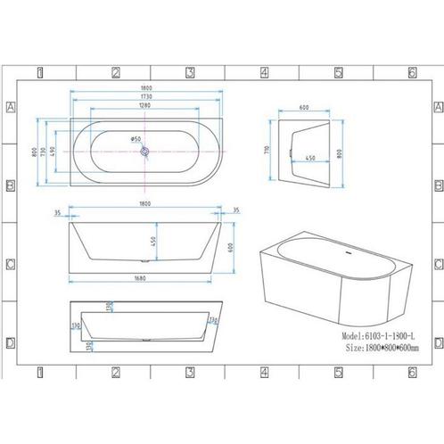 Vrijstaand Hoekbad Aquasplash Aloni Links 180x80 Wit, Doe-het-zelf en Verbouw, Sanitair, Ophalen of Verzenden
