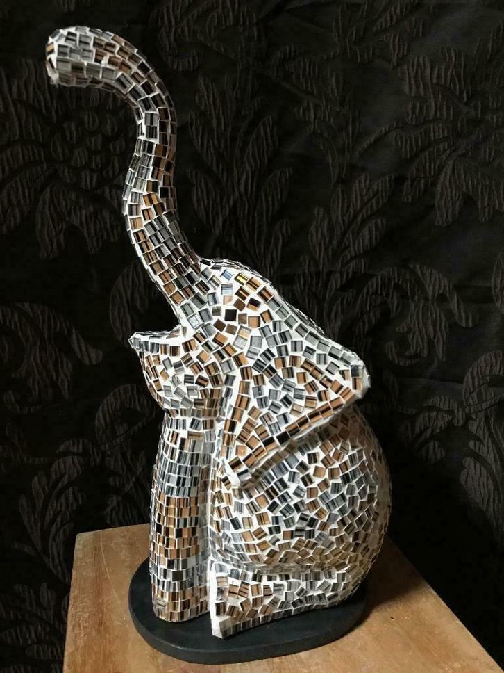 Olifant slurf omhoog glas mozaïek lamp, divers, vanaf €45,-, Huis en Inrichting, Lampen | Tafellampen, Nieuw, Glas, Ophalen of Verzenden