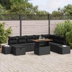 vidaXL Tuin Sofa Set met opslag 9 pcs Zwart Poly riet, Verzenden, Nieuw, Rotan