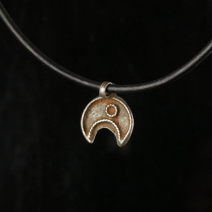 Oud-Romeins, Keizerrijk Zilver Lunula amulet hanger (Zonder, Sieraden, Tassen en Uiterlijk, Antieke sieraden