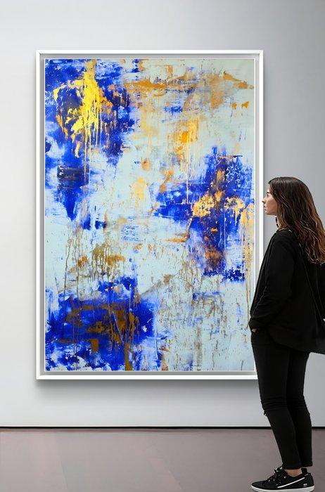 Irena Lenartowicz - Blue&Gold Composition - XXL, Antiek en Kunst, Kunst | Schilderijen | Modern