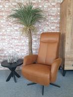 Relaxfauteuil Delden Microleder Cognac - Elektrisch + Accu, Nieuw, Minder dan 75 cm, Leer, Modern, stijlvol, tijdloos