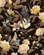 Velours Colibri Zwart/Geel, Hobby en Vrije tijd, Stoffen en Lappen, Nieuw, Zwart