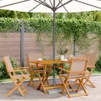 vidaXL 5-delige Tuinset massief hout en stof taupe, Verzenden, Nieuw, Hardhout, Tuinset