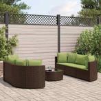 vidaXL 7-delige Loungeset met kussens poly rattan bruin, 6 zitplaatsen, Nieuw, Loungeset, Verzenden
