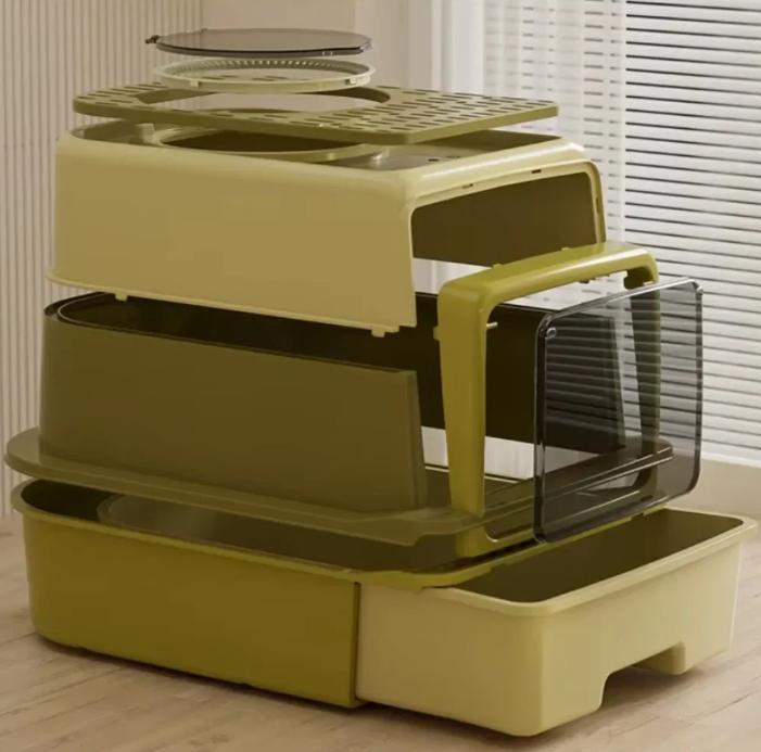 Drielaags Opvouwbare Kattenbak –Gesloten, Spatvrij en Met Sc, Dieren en Toebehoren, Katten-accessoires, Nieuw, Verzenden