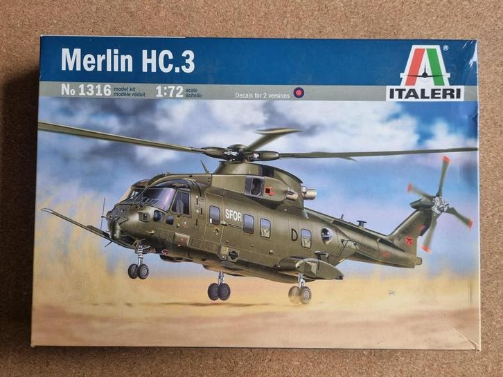 Italeri 1316 Merlin HC.3 1:72 + Black Dog EH-1-1 Merlin, Hobby en Vrije tijd, Modelbouw | Vliegtuigen en Helikopters, Italeri
