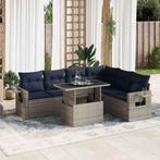 vidaXL 7-delige Loungeset met kussens poly rattan acacia, Tuin en Terras, Tuinsets en Loungesets, Verzenden, Nieuw, Rotan, Loungeset
