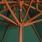 Xl Dubbeldekker parasol 270x270 cm houten paal groen, Nieuw, Verzenden