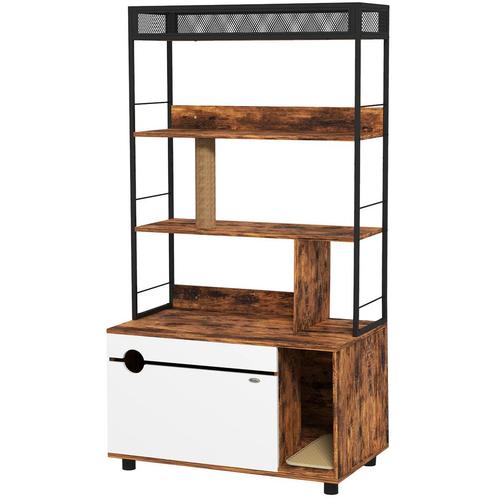TRUUSK 2-in-1 Kattenbak Kast, Kattenbak Met 3-Laags Plank, K, Dieren en Toebehoren, Katten-accessoires, Nieuw, Verzenden
