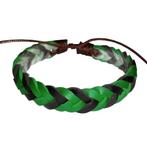 Fako Bijoux® - Armband - Leder - Gevlochten - Groen/Zwart, Verzenden, Nieuw