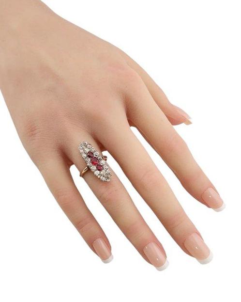 Ring - 14 karaat Roségoud, Antieke 14K roségouden ring met, Sieraden, Tassen en Uiterlijk, Ringen