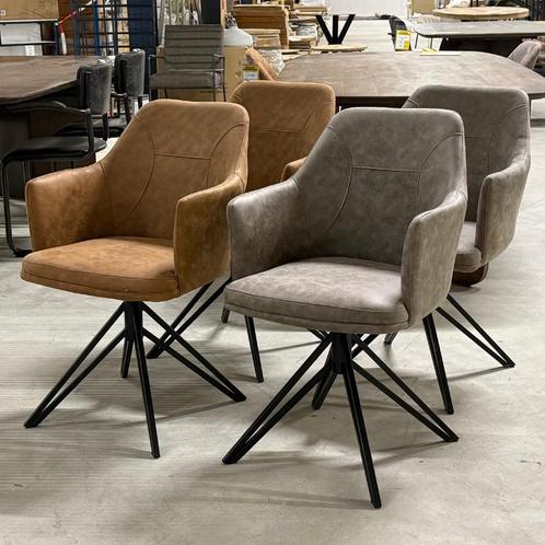 Draaistoel Set Taupe Cognac, Huis en Inrichting, Stoelen, Ophalen of Verzenden