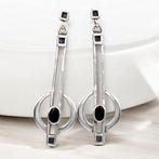 Zilver, 925 Sterling Zilver & Zwarte Onyx - Hangoorbellen -, Antiek en Kunst