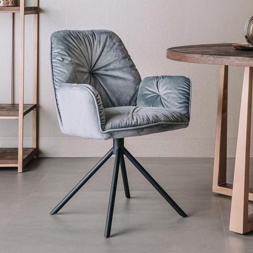 *WOONWINKEL* Tower Living Palma Grijze Velvet Eetkamerstoel, Huis en Inrichting, Stoelen, Grijs, Nieuw, Verzenden