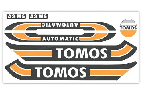 Tomos Stickerset mat standaard automatic zwart / oranje c..., Fietsen en Brommers, Brommeronderdelen | Algemeen, Nieuw, Ophalen of Verzenden
