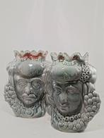 Vaas - Majolica - Setje van Moro-koppen - Caltagirone, Antiek en Kunst