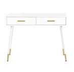 Moderne Kaptafel met 2 Lades en Metalen Poten – Wit, Verzenden, Nieuw