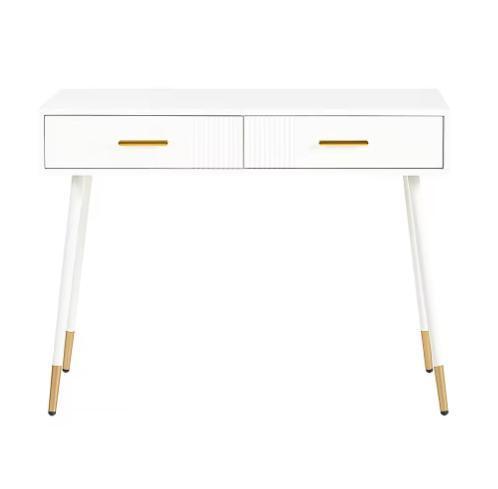 Moderne Kaptafel met 2 Lades en Metalen Poten – Wit, Huis en Inrichting, Tafels | Kaptafels, Nieuw, Verzenden