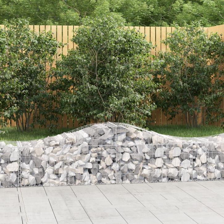 vidaXL Schanskorven 5 st gewelfd 200x50x40/60 cm, Tuin en Terras, Bloembakken en Plantenbakken, 100 cm of meer, Nieuw, Metaal