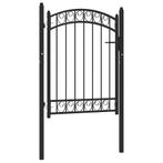 vidaXL Poort met gebogen bovenkant 100x125 cm staal zwart, Verzenden, Nieuw